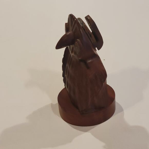 Vintage Hand Carved Wooden Eyeglasses Holder Owl Figurine - Picture 6 of 13